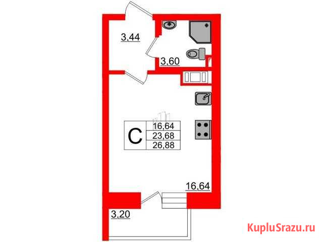 Квартира-студия, 23.7 м², 11/15 эт. на продажу в Санкт-Петербурге Санкт-Петербург - изображение 1