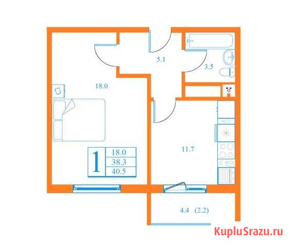 1-комнатная квартира, 40.5 м², 17/17 эт. на продажу в Пироговском Пироговский - изображение 1