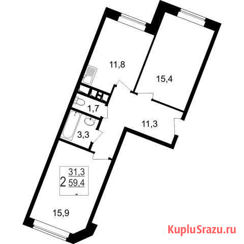 2-комнатная квартира, 59.4 м², 1/7 эт. на продажу в Мытищах Мытищи - изображение 1