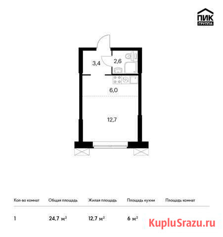 Квартира-студия, 24.7 м², 2/28 эт. на продажу в Москве Москва - изображение 1