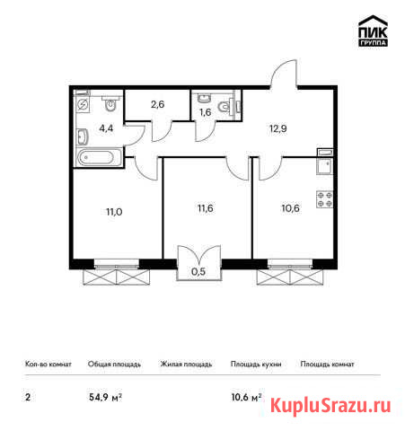 2-комнатная квартира, 54.9 м², 5/9 эт. на продажу в Московском Московской области Московский - изображение 1