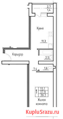 1-комнатная квартира, 40.6 м², 2/3 эт. на продажу в Калуге Калуга - изображение 1