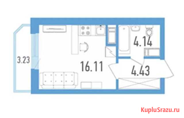 Квартира-студия, 28.1 м², 17/26 эт. на продажу в Санкт-Петербурге Санкт-Петербург - изображение 1