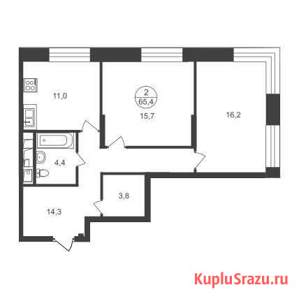 2-комнатная квартира, 65.4 м², 4/25 эт. на продажу в Москве Москва - изображение 1