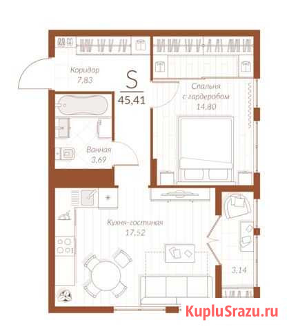 2-комнатная квартира, 45.5 м², 11/16 эт. на продажу в Туле Тула - изображение 1