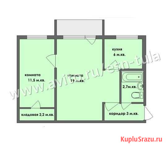 2-комнатная квартира, 43 м², 2/5 эт. на продажу в Туле Тула - изображение 1