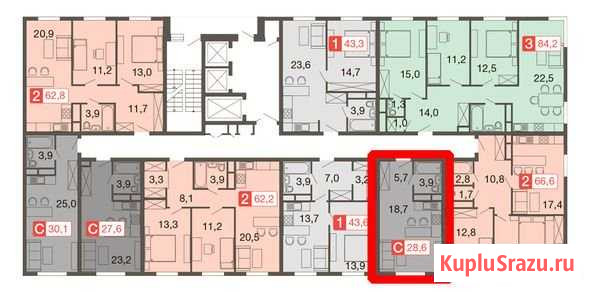 1-комнатная квартира, 28.6 м², 19/24 эт. на продажу в Одинцово Одинцово - изображение 1