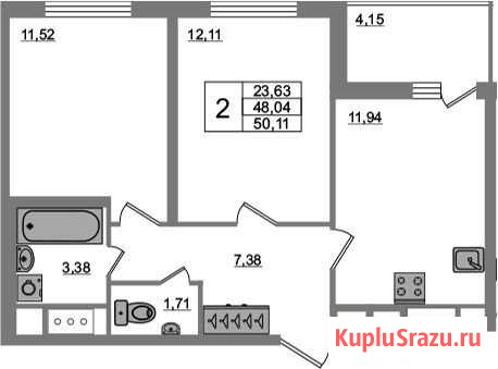 2-комнатная квартира, 50 м², 6/8 эт. на продажу в Янино-1 Янино-1 - изображение 1