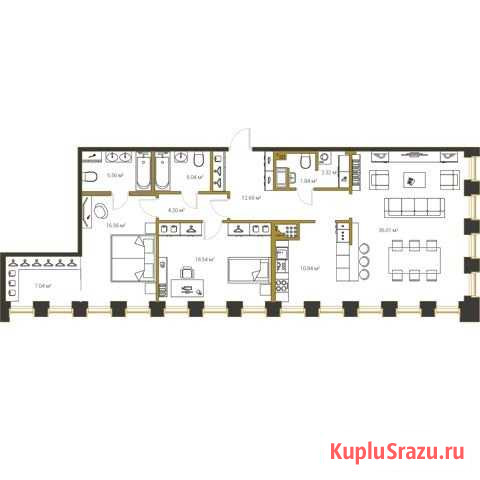 2-комнатная квартира, 120.6 м², 10/20 эт. на продажу в Санкт-Петербурге Санкт-Петербург - изображение 1