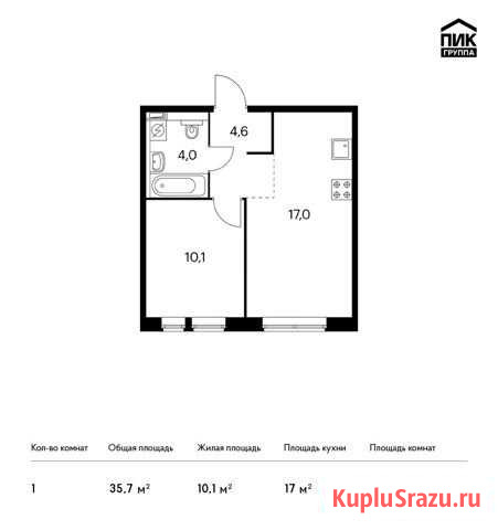 1-комнатная квартира, 35.7 м², 3/16 эт. на продажу в Балашихе Балашиха - изображение 1