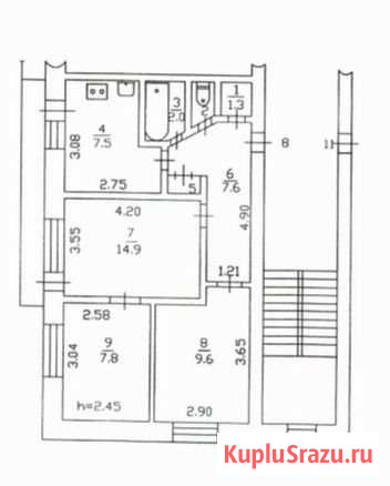 3-комнатная квартира, 52.4 м², 3/9 эт. на продажу в Мирном Республики Саха (Якутия) Мирный - изображение 1