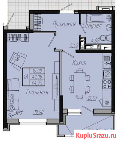 1-комнатная квартира, 44.3 м², 7/20 эт. на продажу в Краснодаре Краснодар - изображение 1