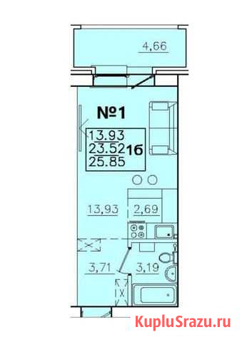 1-комнатная квартира, 28 м², 2/3 эт. на продажу в Маркове Маркова - изображение 1