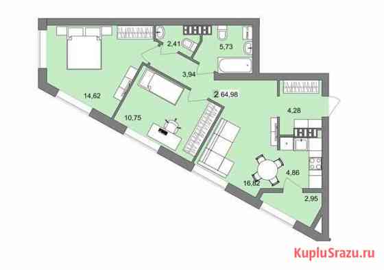 2-комнатная квартира, 65 м², 5/33 эт. на продажу в Екатеринбурге Екатеринбург