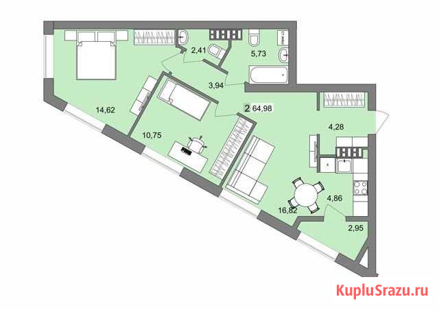 2-комнатная квартира, 65 м², 5/33 эт. на продажу в Екатеринбурге Екатеринбург - изображение 1