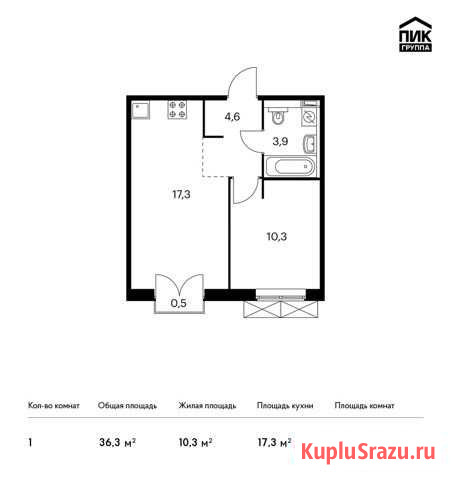 1-комнатная квартира, 36.3 м², 9/9 эт. на продажу в Московском Московской области Московский - изображение 1