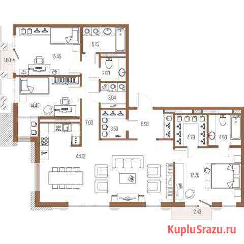 3-комнатная квартира, 128.6 м², 7/8 эт. на продажу в Санкт-Петербурге Санкт-Петербург