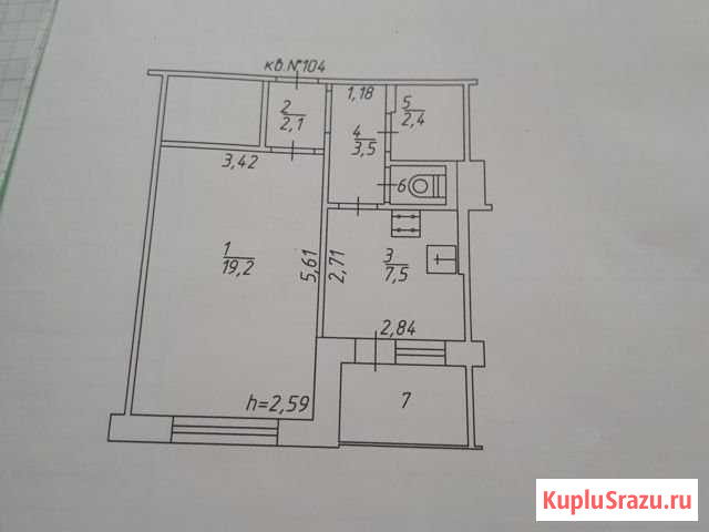 1-комнатная квартира, 36 м², 1/6 эт. на продажу в Воротынске Воротынск - изображение 1