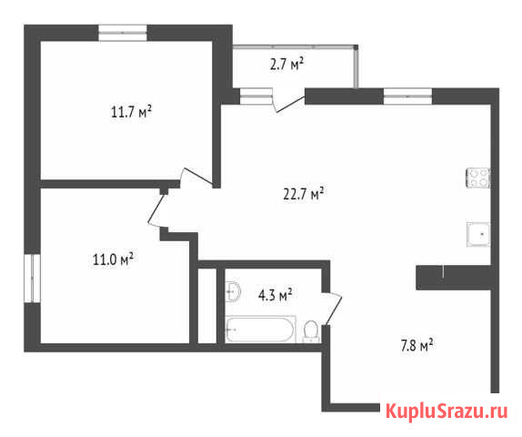 2-комнатная квартира, 60.5 м², 11/16 эт. на продажу в Сургуте Ханты-Мансийского АО Сургут - изображение 1