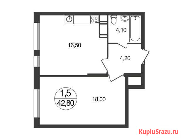 1-комнатная квартира, 42.8 м², 3/17 эт. на продажу в Москве Москва - изображение 1