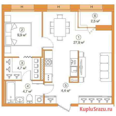 1-комнатная квартира, 51.6 м², 19/25 эт. на продажу в Санкт-Петербурге Санкт-Петербург