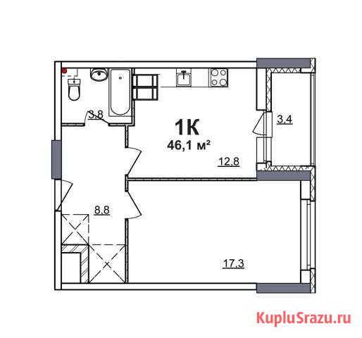 1-комнатная квартира, 46.1 м², 13/17 эт. на продажу в Нижнем Новгороде Нижний Новгород - изображение 1