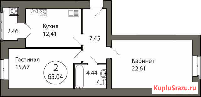 2-комнатная квартира, 65 м², 5/10 эт. на продажу в Рыбном Рыбное - изображение 1