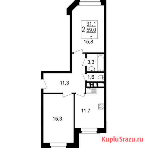 2-комнатная квартира, 59 м², 1/7 эт. на продажу в Мытищах Мытищи - изображение 1