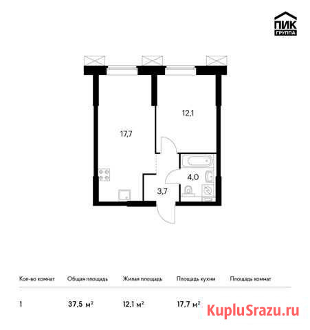 1-комнатная квартира, 37.5 м², 19/28 эт. на продажу в Москве Москва - изображение 1