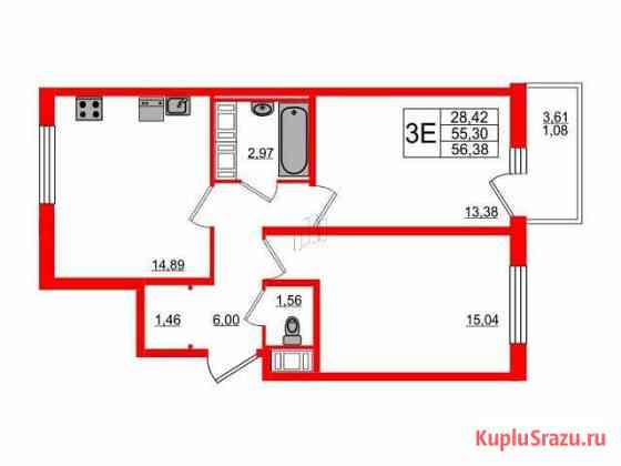 2-комнатная квартира, 56.4 м², 3/24 эт. на продажу в Санкт-Петербурге Санкт-Петербург