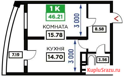 1-комнатная квартира, 46.2 м², 23/24 эт. на продажу в Краснодаре Краснодар - изображение 1