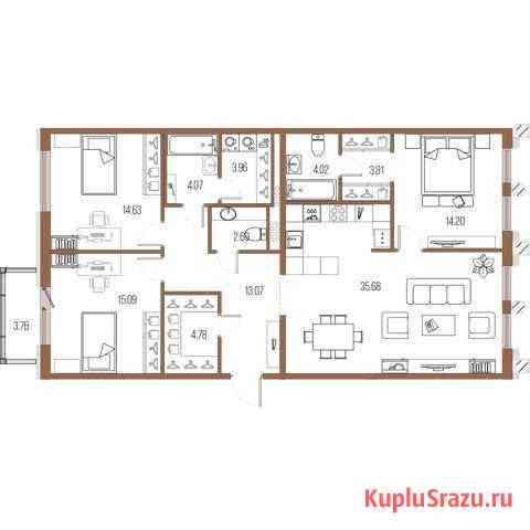 3-комнатная квартира, 111.7 м², 4/8 эт. на продажу в Санкт-Петербурге Санкт-Петербург