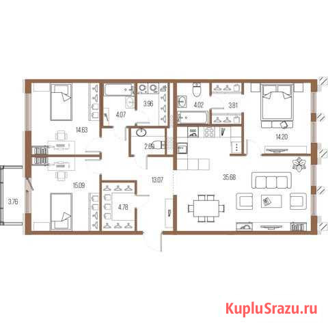 3-комнатная квартира, 111.7 м², 4/8 эт. на продажу в Санкт-Петербурге Санкт-Петербург - изображение 1