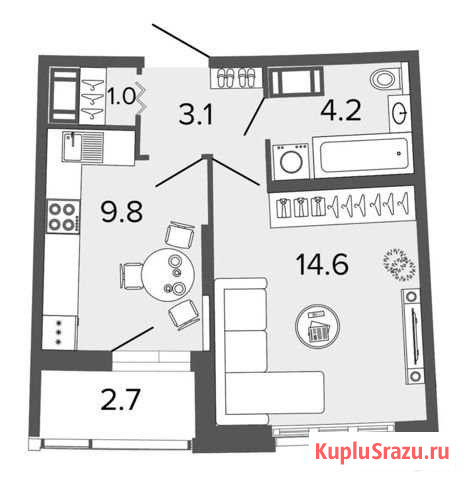 1-комнатная квартира, 32.7 м², 17/20 эт. на продажу в Санкт-Петербурге Санкт-Петербург - изображение 1
