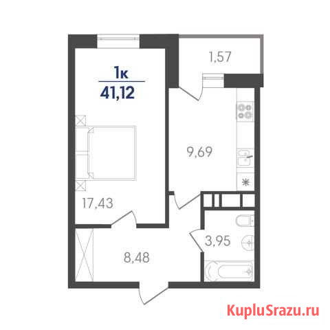 1-комнатная квартира, 41.1 м², 3/7 эт. на продажу в Динской Динская - изображение 1