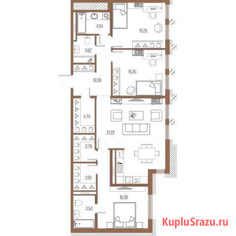 3-комнатная квартира, 109.1 м², 2/8 эт. на продажу в Санкт-Петербурге Санкт-Петербург - изображение 1
