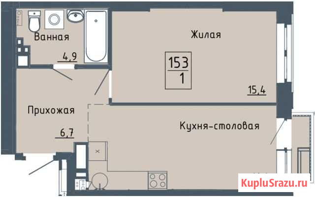 1-комнатная квартира, 43.1 м², 23/26 эт. на продажу в Ижевске Ижевск - изображение 1