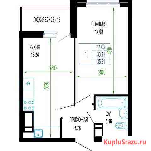 1-комнатная квартира, 35.3 м², 7/24 эт. на продажу в Краснодаре Краснодар