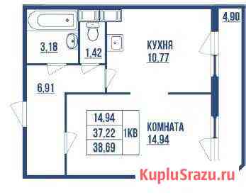 1-комнатная квартира, 38.7 м², 12/16 эт. на продажу в Санкт-Петербурге Санкт-Петербург