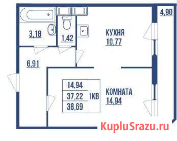 1-комнатная квартира, 38.7 м², 12/16 эт. на продажу в Санкт-Петербурге Санкт-Петербург - изображение 1