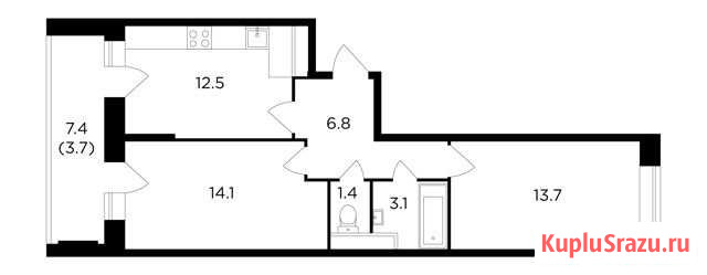 2-комнатная квартира, 55.3 м², 9/16 эт. на продажу в Пушкино Пушкино - изображение 1