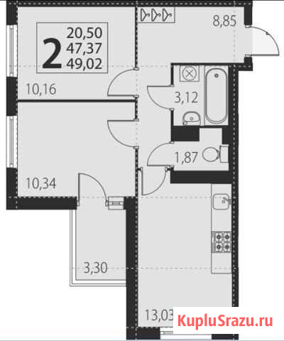 2-комнатная квартира, 49 м², 11/27 эт. на продажу в Санкт-Петербурге Санкт-Петербург - изображение 1