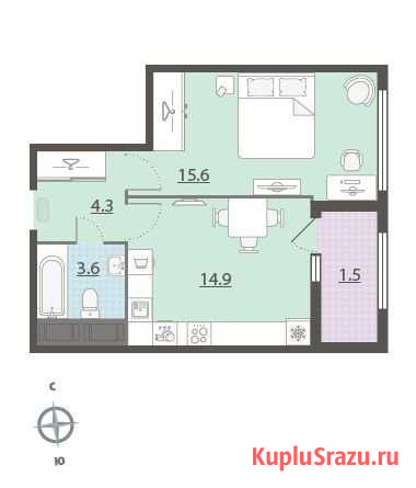 1-комнатная квартира, 39.7 м², 16/32 эт. на продажу в Екатеринбурге Екатеринбург - изображение 1