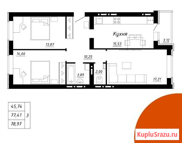 3-комнатная квартира, 79 м², 4/5 эт. на продажу в Стерлитамаке Стерлитамак - изображение 1