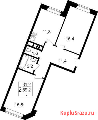 2-комнатная квартира, 59.2 м², 1/7 эт. на продажу в Мытищах Мытищи - изображение 1