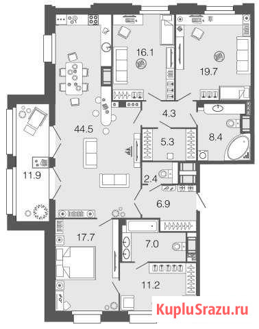 3-комнатная квартира, 143.5 м², 5/9 эт. на продажу в Санкт-Петербурге Санкт-Петербург - изображение 1