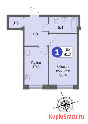 1-комнатная квартира, 41.3 м², 1/6 эт. на продажу в Липецке Липецк - изображение 1