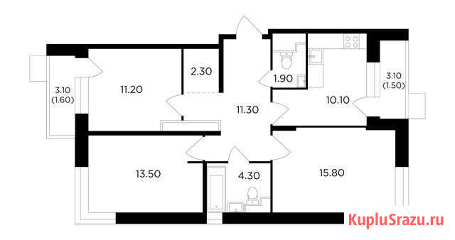 3-комнатная квартира, 73.5 м², 9/18 эт. на продажу в Мытищах Мытищи - изображение 1