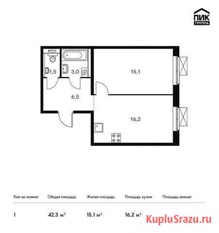 1-комнатная квартира, 42.3 м², 24/25 эт. на продажу в Люберцах Люберцы - изображение 1