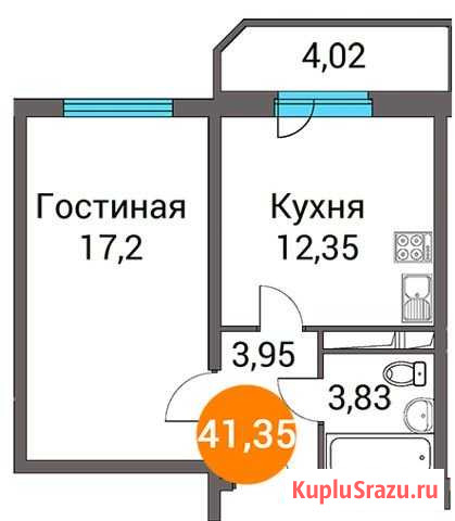 1-комнатная квартира, 41.7 м², 7/14 эт. на продажу в Правдинском Правдинский - изображение 1